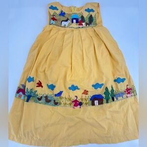 Cuyamuna Colombia Handmade Vintage Embroidered Cotton People Farm Girl Dress 8